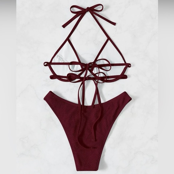 NWOT Dark Red String Bikini - Picture 2 of 9
